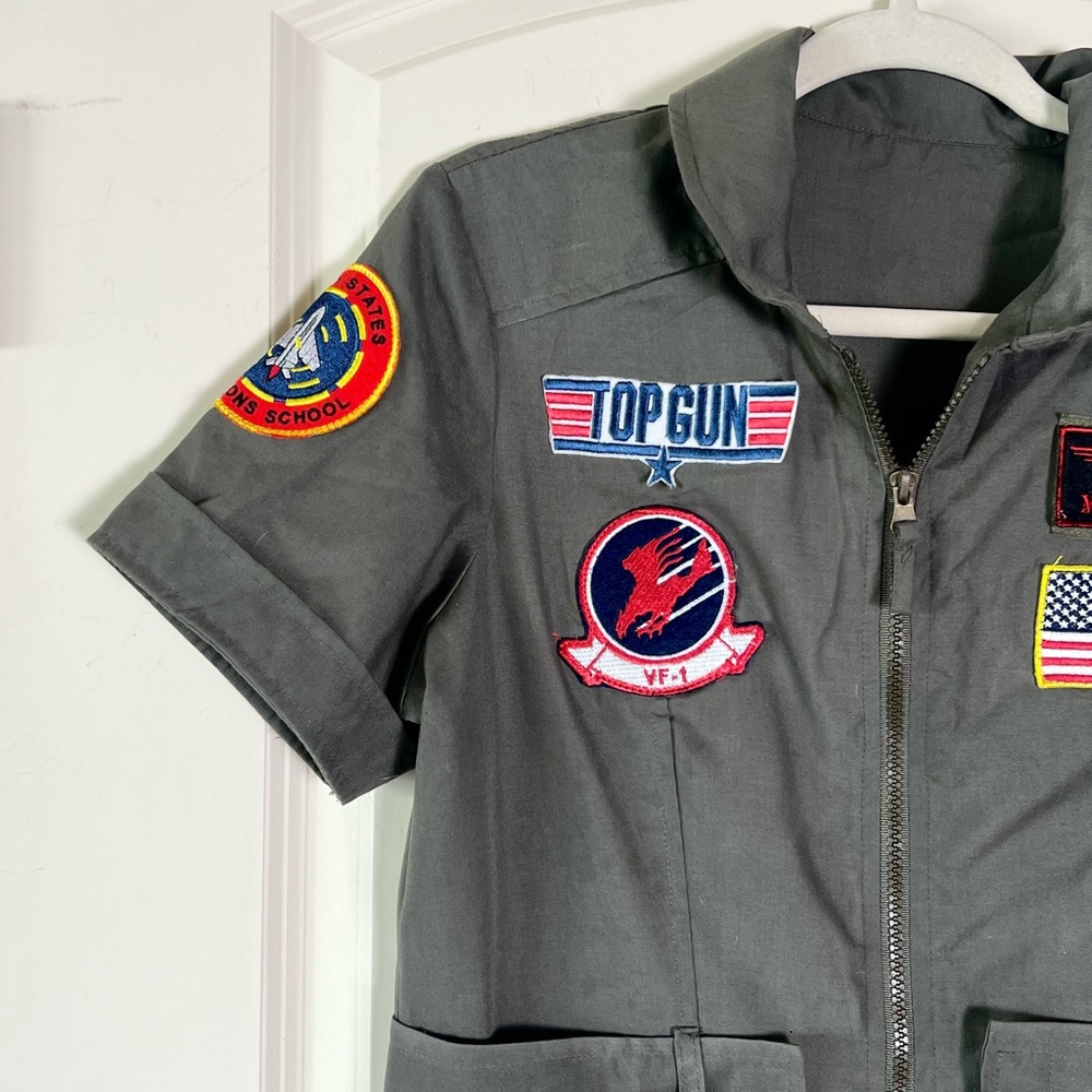 Top Gun Women’s Flight Dress Patches Military Green Cosplay Halloween